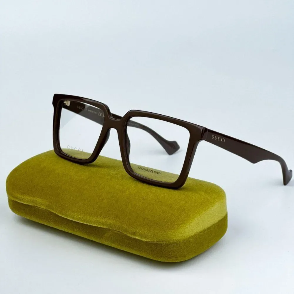 NEW Gucci GG1540O 007 Brown Men Square 55mm Eyeglasses GG 1540O